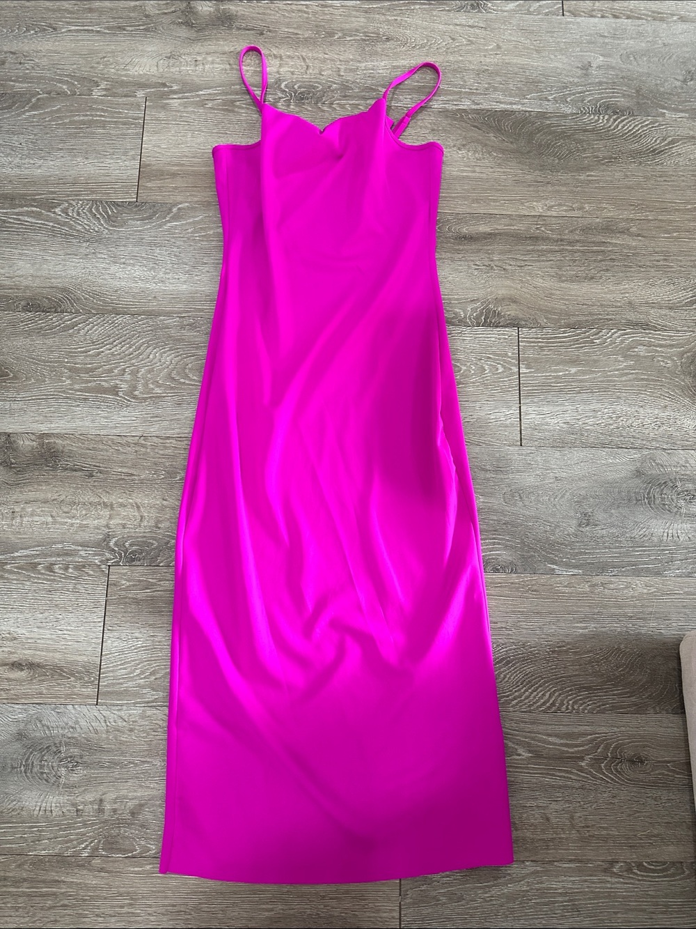 Good American Hot Pink Spaghetti-Strap Maxi Dress